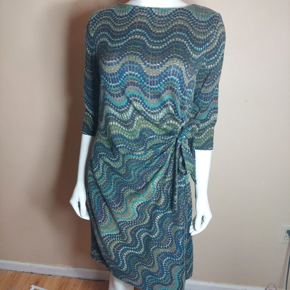 PULL IN 24HRS Shelby & Palmer Knit Blue Green Dress Size Medium - Picture 9 of 11